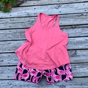 2/$10 Ladies XL OLD NAVY Coral Knit Racerback Tunic Tank Top Casual Beach Shirt